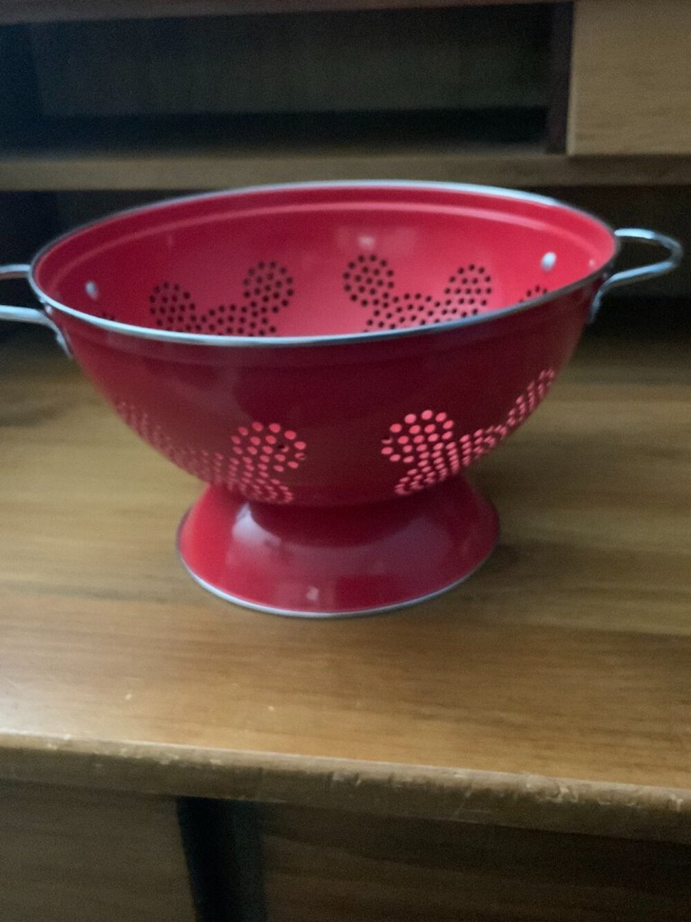 DISNEY EATS MICKEY MOUSE RED METAL COLANDER WITH HANDLES